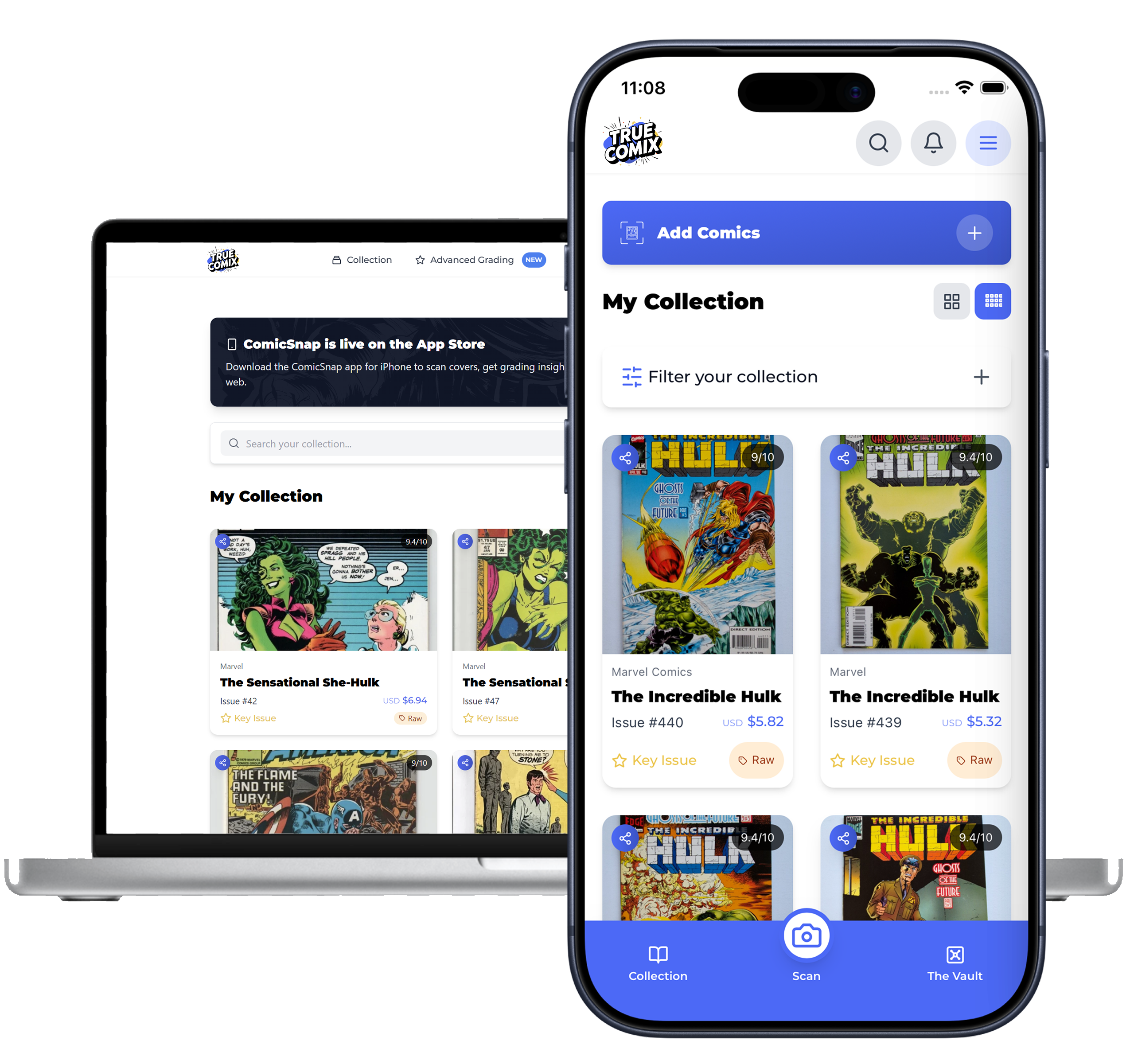 Comic inventory app sync between iPhone and web dashboard